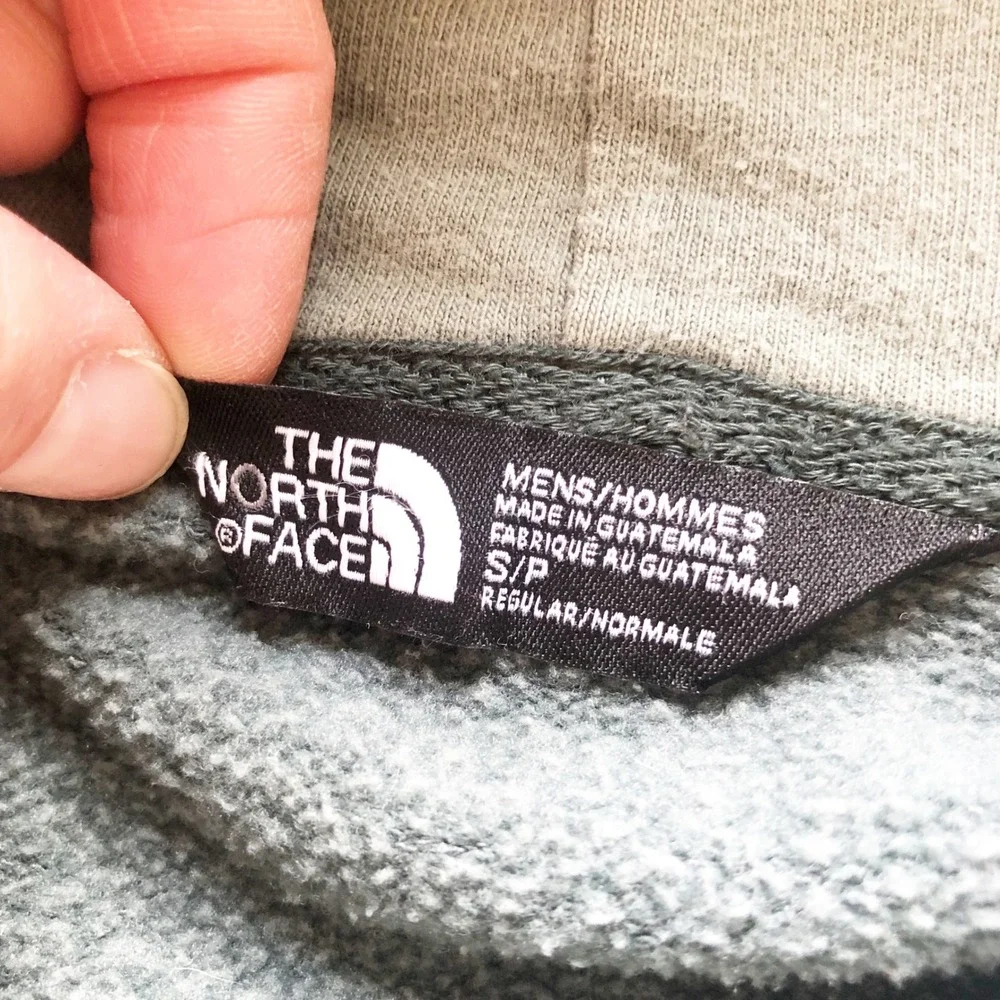 The North Face Sweatshirt Mens Small Graphic Hoodie Green Vertical Logo Pullover